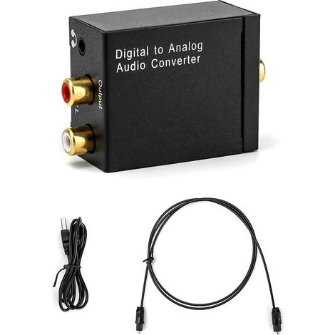 Convertisseur Audio Numerique Analogique - RCA L/R Et Jack 3,5 Mm - Entrée Optique Et Coaxiale - 96 Khz 24 Bits - Alimentation USB 5 V - 1 Unite (1/5)