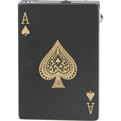 Briquet Poker Anti-Vent Lumière UV Alliage Zinc Rechargeable Cigare Cigarette Homme Femme Noir Pique A (1/5)