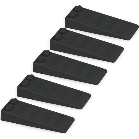 5 pièces cale porte caoutchouc souple, Hauteur Reglable Antidérapante bloc, Non Toxique, Non Odeur arrêt de porte, Protège Sols et Murs, Pour Tapis, Béton, parquets (Noir) (1/5)