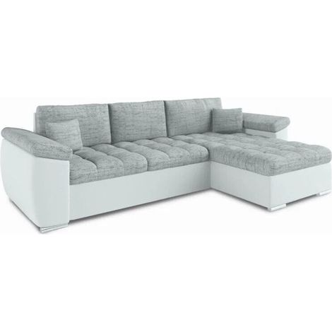 Vegas Universal L-Shape Corner Sofa Bed - Grey & White
