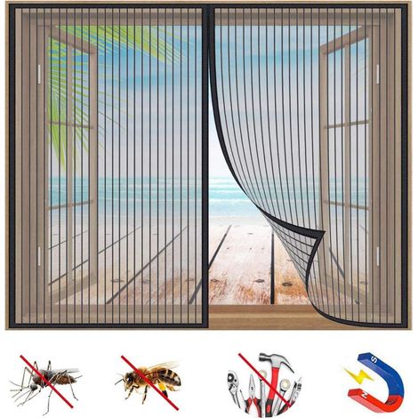 Moustiquaire Fenêtre Magnétique, Rideau de Fenêtre pour Prévenir Moustiques et Insectes, Fermeture Automatique Adsorption Magnétique, pour FenêTres ou Porte-Black-a 41x53inch(105x135cm) (1/5)