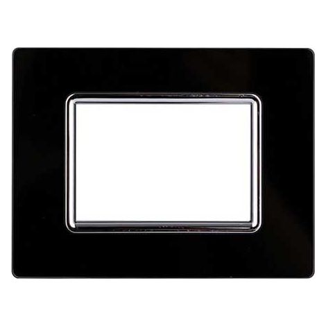 Ettroit Plaque compatible Bticino Livinglight 3 modules en verre, coloris noir - LN84302