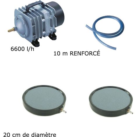 Set aération bassin de jardin 6600 l/h 2 Disques 20 cm - 12000 à 15000 litres (1/5)