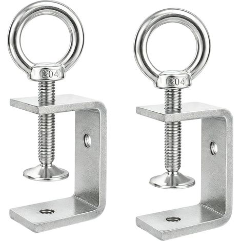 Lot de 2 colliers de serrage en C - 100 mm - Ouvertures de mâchoire réglables - En acier inoxydable - Petites pinces à vis en métal - Support de serrage de table M8 M10 (1/5)