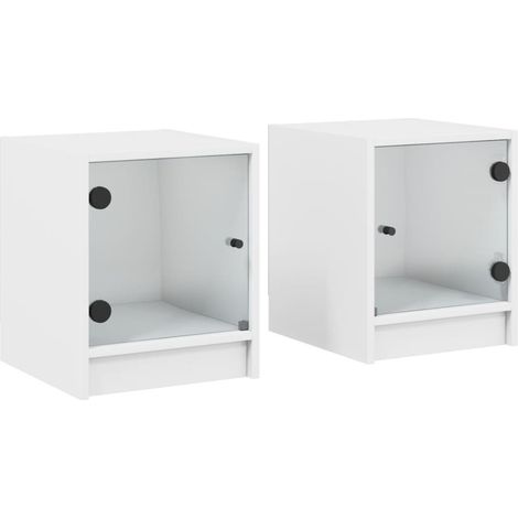 Maison Exclusive - Nachttische mit Glastüren 2 Stk. Weiß 35x37x42