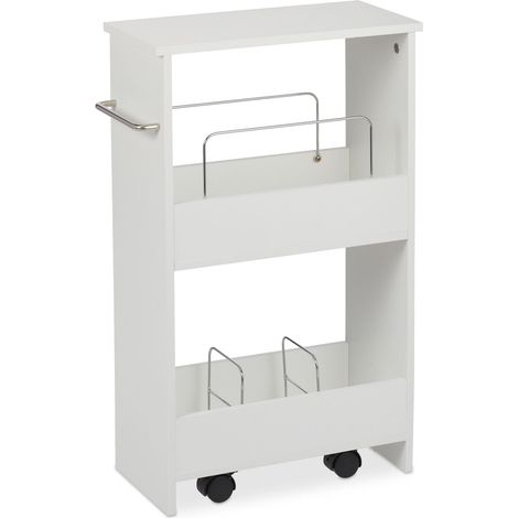 Carrello da nicchia mobile bianco mensola per cucina e bagno 75 x 40 x 30 cm in metallo bianco 130009847