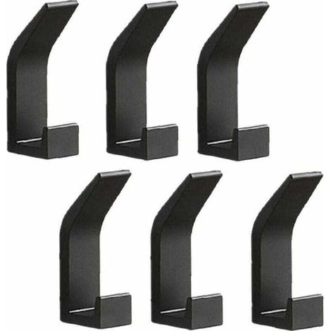 6pcs Wall Hooks, Towel Hooks, Over Door Hooks, No Drilling, Aluminum Hooks, Self Adhesive Wall Mount, Black. (1/4)