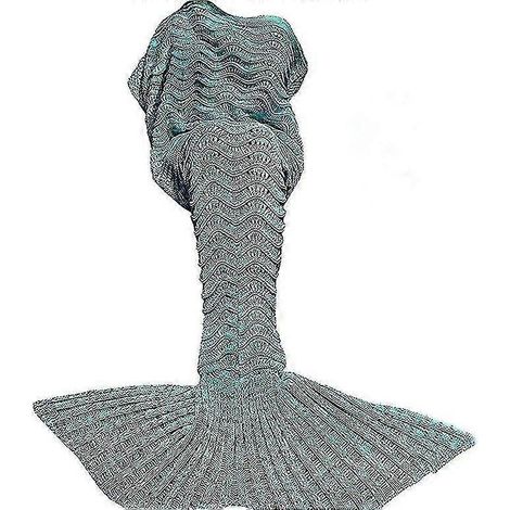 Couverture sirène, crochetée, chaude, douce, faite main, sac de couchage pour enfants, adolescents et adultes, 187,16 cm x 88,96 cm, vert menthe (1/5)