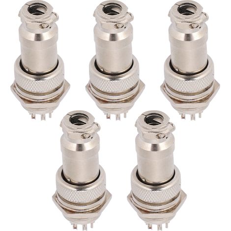 Lot de 5 connecteurs aviation mâles et femelles pour panneau d'alimentation, châssis, fixations métalliques GX16 16 mm 450 V 8 broches