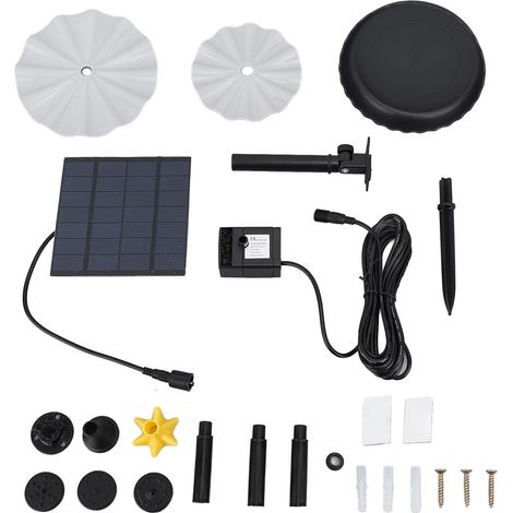 Kit de pompe à eau solaire, jet puissant pour bain d'oiseaux, jardin, bassin, aquarium (1/5)
