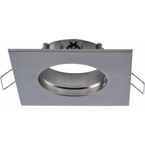 Luminaire encastrable pour salle de bain Spot encastrable pour salle de bain Spot encastrable IP44, aluminium brossé zinc fer, LED 6,8W 430Lm blanc chaud, Lxl 8,6x8,6 cm (1/5)