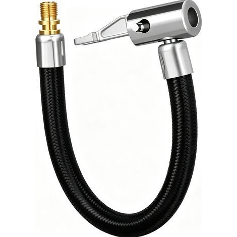 Pompe à Air pour Voiture avec Rallonge 40CM - Tuyau de Gonflage Rapide et Dégonflage, Embout en Laiton avec Verrouillage Étanche