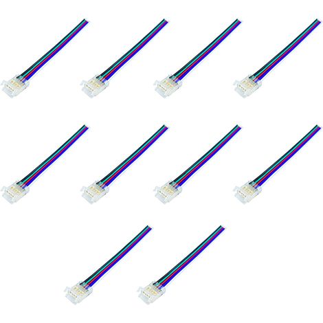 10 Pezzi Connettore Trasparente Invisibile 10mm RGB 4 PIN per Strisce LED COB