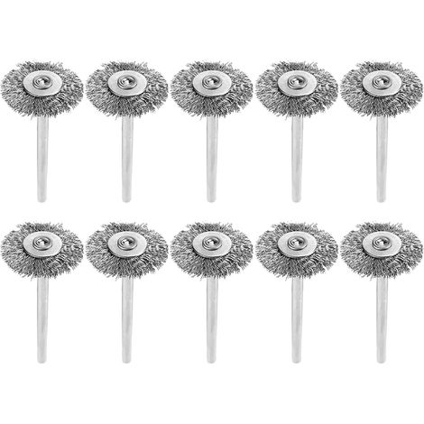Sollbry 10 pièces brosse métallique Mini Kit de polissage en acier inoxydable outil rotatif de nettoyage de roue pour meuleuse outil rotatif perceuse électrique (1/5)