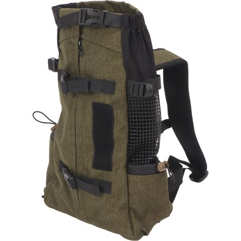 Sac à dos de transport pour animaux de compagnie, multifonctionnel, en nylon respirant et maille, pour chats, idéal pour les voyages et le cyclisme en extérieur, vert gazon. (1/5)