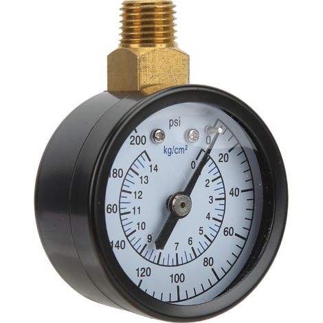 Manomètre radial 1/4NPT 50 mm pour huile, gaz et hydraulique, indicateur de pression 0-200 psi 0-14 kg/cm² (1/5)