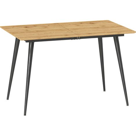 Table à manger pliante extensible 120-160 cm, capacité 6-8 personnes, pieds acier, couleur naturelle (1/5)