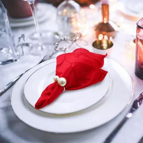 Lot de 12 ronds de serviette lavables et décoratifs en métal raffiné, parfaits pour un mariage, un banquet ou un dîner de réveillon de Noël. (1/5)