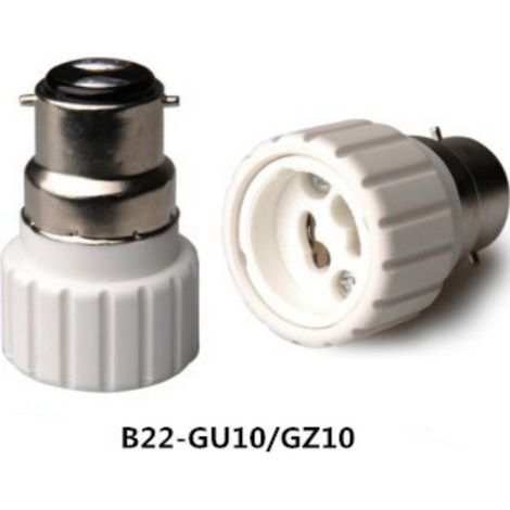 Adaptateur à baïonnette B22 vers GU10 en stock pour douilles de lampe en PBTCE ignifugé (1/5)