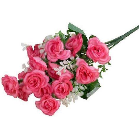 bouquet de roses artificielles sans arrosage, aux couleurs vives et éclatantes, pour embellir votre intérieur.rose foncé (1/5)