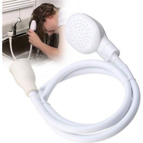 Badewanne, Waschbecken, Handbrause, Haustier-Druckmischbatterie, Duschkopf, 1,3 m, Gummidichtung (weiß)