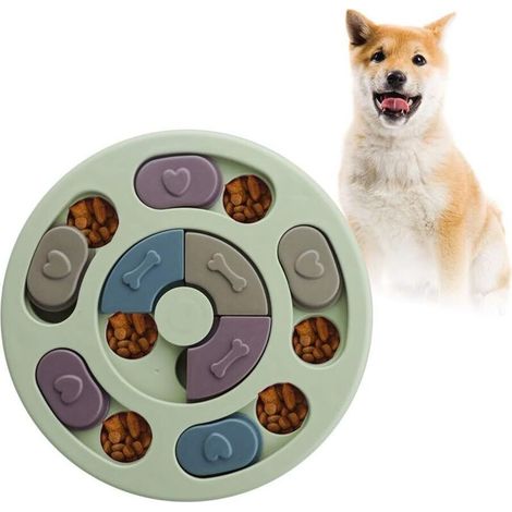 Hundepuzzle, Futterautomat, robustes interaktives Hundespielzeug, Intelligenztrainingsspielzeug für Hunde, verbessert den IQ (Grün) (1/3)