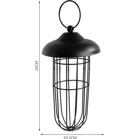 comedero para pájaros con rejilla negra, soporte para bolas de carbonero con techo, soporte para bolas de maíz colgantes, comedero para pájaros, la mejor manera de alimentar a los pájaros, diseño (1/5)