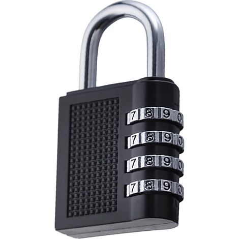 Cadenas de salle de sport, cadenas à combinaison à 4 chiffres, cadenas d'armoire, combinaison pour école, garage, portail, clôtures de jardin, hangar, noir (1/5)
