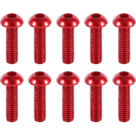 10 M3-Schrauben (6–10 mm) mit gewölbtem Kopf aus Aluminiumlegierung, metrische Innensechskantschrauben, 10-mm-Rotschraube (1/3)