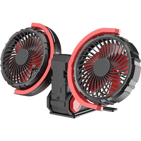 Ventilador para coche, ventilador USB para coche - Ventilador para coche de 12V/24V, ventilador de doble cabezal para coche, ventilador de refrigeración giratorio para coche (1/5)