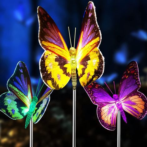 Lampe solaire de jardin papillon Blue Dream (lot de trois) avec pap (1/5)
