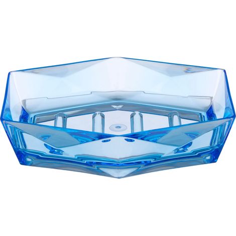 Premier Housewares Soap Dish Durable Dishes For Bathroom Blue Acrylic Dish With 3D Design Soaps Tray / Trays 12 x 4 x 15 (1/2)