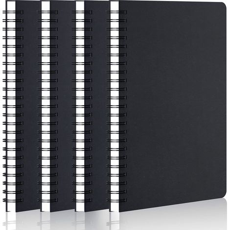 Bloc-notes A5 à Carreaux, Lot de 4, Carnets Spirales, Carnets A5, Carnets de Notes, Classeur Anneaux