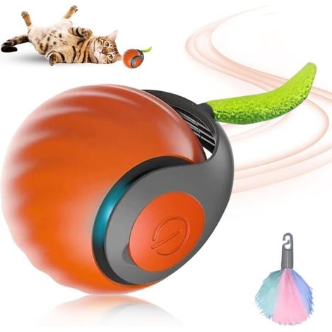 Interaktives Katzenspielzeug orange Durchmesser 5 cm 1 interaktiver Ball mit Plüschschwanz intelligentes Indoor-Spielzeug für Katzen (1/5)