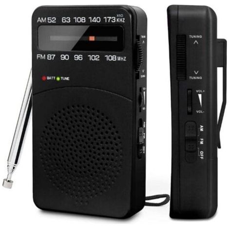 Radio Portable, AM(MW)/FM Radio a Pile, Transistor Radio de Poche avec Excellente Réception, Bouton de Réglage avec Indicateur de Signal,Mini Radio Portable
