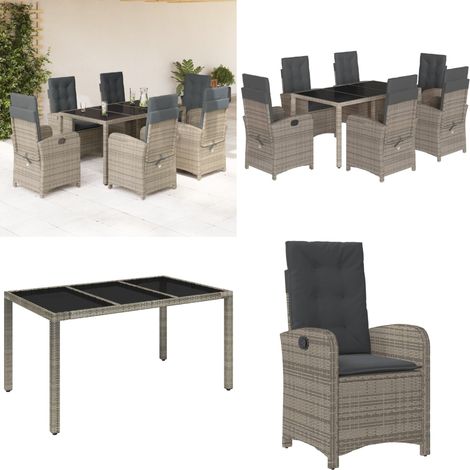Ensemble à manger de jardin et coussins 7 pcs gris rotin - Chaises de jardin - Table de jardin (1/5)