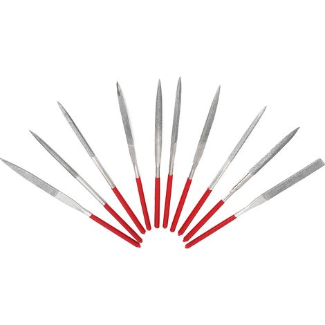 Lot de 10 limes diamantées électroplaquées, limes de façonnage diamantées, limes plates 5 x 180 mm, 10 pièces (1/5)