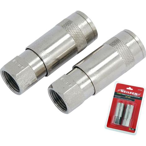 Neilsen 2pc Air Line Fittings Hose Compressor Coupler Connector 3/8" BSP Female (1/2)
