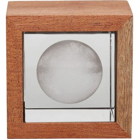 Veilleuse Boule de Cristal carrée, veilleuse Boule de Verre décorative Transparente 3D avec Ligne USB et Cadre en Bois pour la Maison(Moon) (1/5)