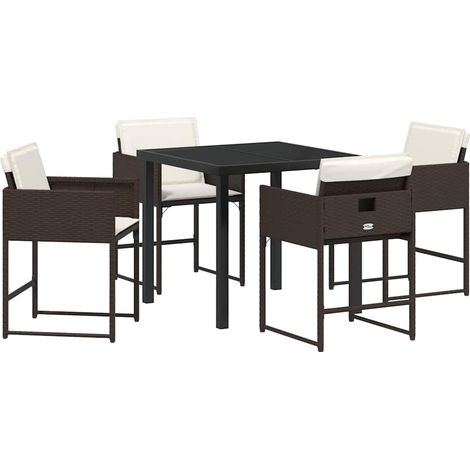 Ensemble de salle à manger pour jardin 5 pcs Mobilier de jardin Marron polyrotin (1/5)