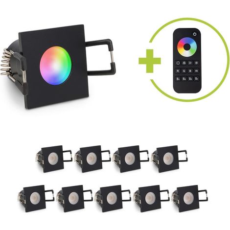 Einbaustrahler Mini Livorno eckig 3W RGBW IP65 - Farbe: schwarz matt - Anzahl: 10x