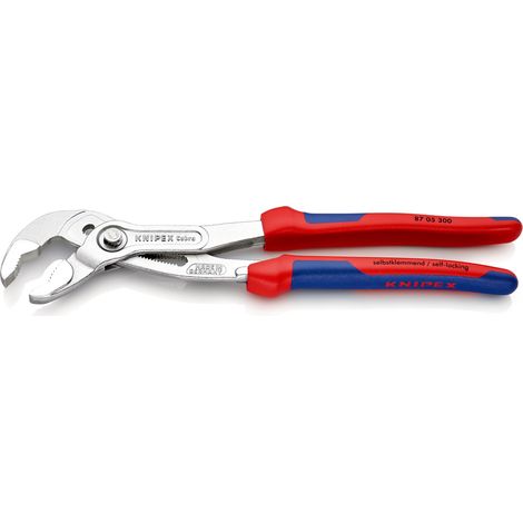 KNIPEX 87 05 300 Cobra® Pinza regolabile di nuova generazione per tubi e dadi con manici multicomponente cromata 300 mm