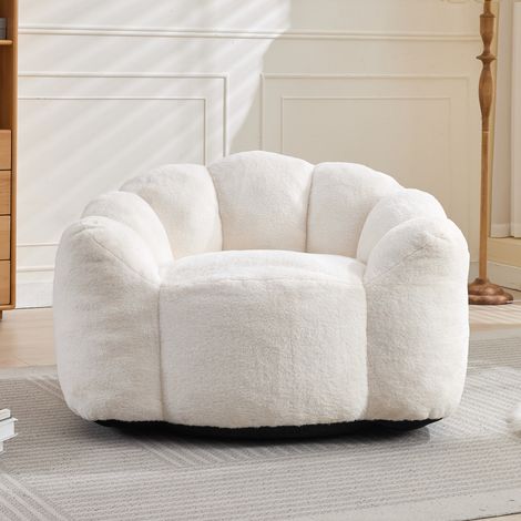 Sofá compacto con forma de flor de loto para adultos, con asa de transporte de pelo corto. Listo para usar, sin necesidad de montaje y fácil de mover, ideal para salones, dormitorios y otras estancias