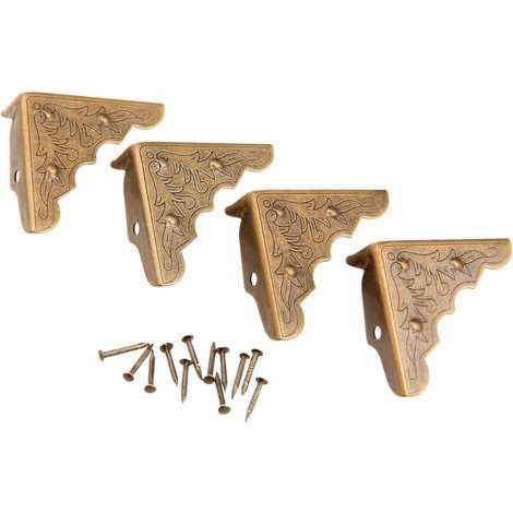 4-teilige Vintage-Eckenschützer aus Metall, dekorative Kantenschützer aus antikem Messing, Retro-Eckenschützer aus Messing für Möbel, Schutzzubehör für Kisten, Truhen, Möbel, Regale usw. (1/5)