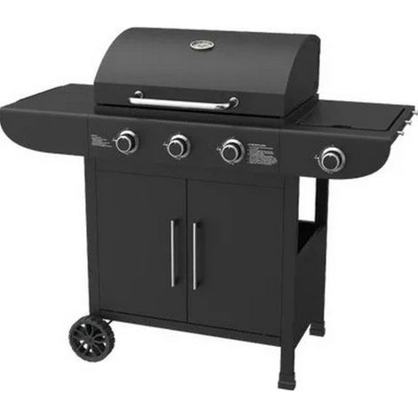 Barbecue a' gaz Domus Samba avec 4 bruleurs en acier inoxydable et 1 bruleur late'ral, 131 x 58 x 103 cm (H), accessoires pour barbecue de jardin et de terrasse
