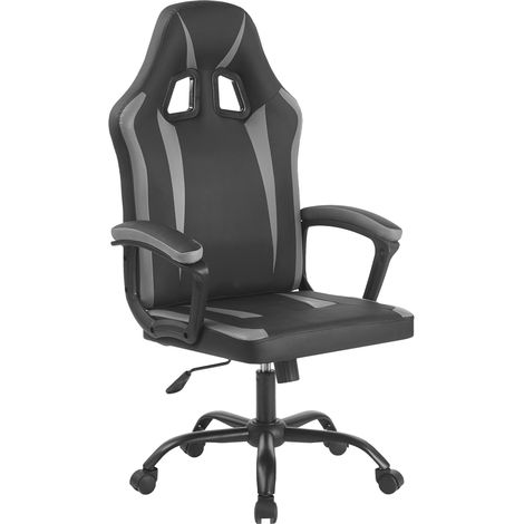 Sedia Gaming Adulto Professionale SimilPelle Reclinabile Con Braccioli Poltrona Ufficio Regolabile in Altezza Pistone Gas Gamer Portata 150 Kg Grigio