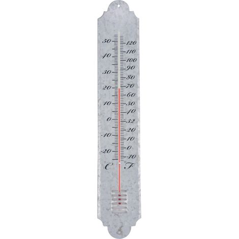 Esschert Design – Thermomètre de jardin en zinc patiné 9 x 49,7 cm – Température -20°C à +50°C – Lecture facile Celsius/Fahrenheit