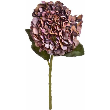 Autumn Coffee Hydrangea Artificial Flower (Single Stem) - Fabric/Plastic - L18 x W18 x H42 cm - Orange/Red