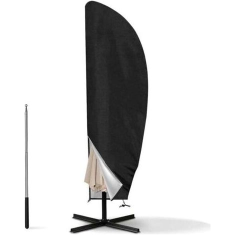 Housse Parasol Déporté pour Parasol Ø 2-4m, 210D Oxford Housse de Protection pour Parasol avec Sac de Rangement, Noir - 265CM(50x70x40CM) (1/4)