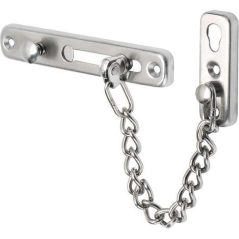 Chaîne antivol de porte en acier inoxydable, boucle de porte à chaîne (acier inoxydable 304 argent brossé) (1/5)